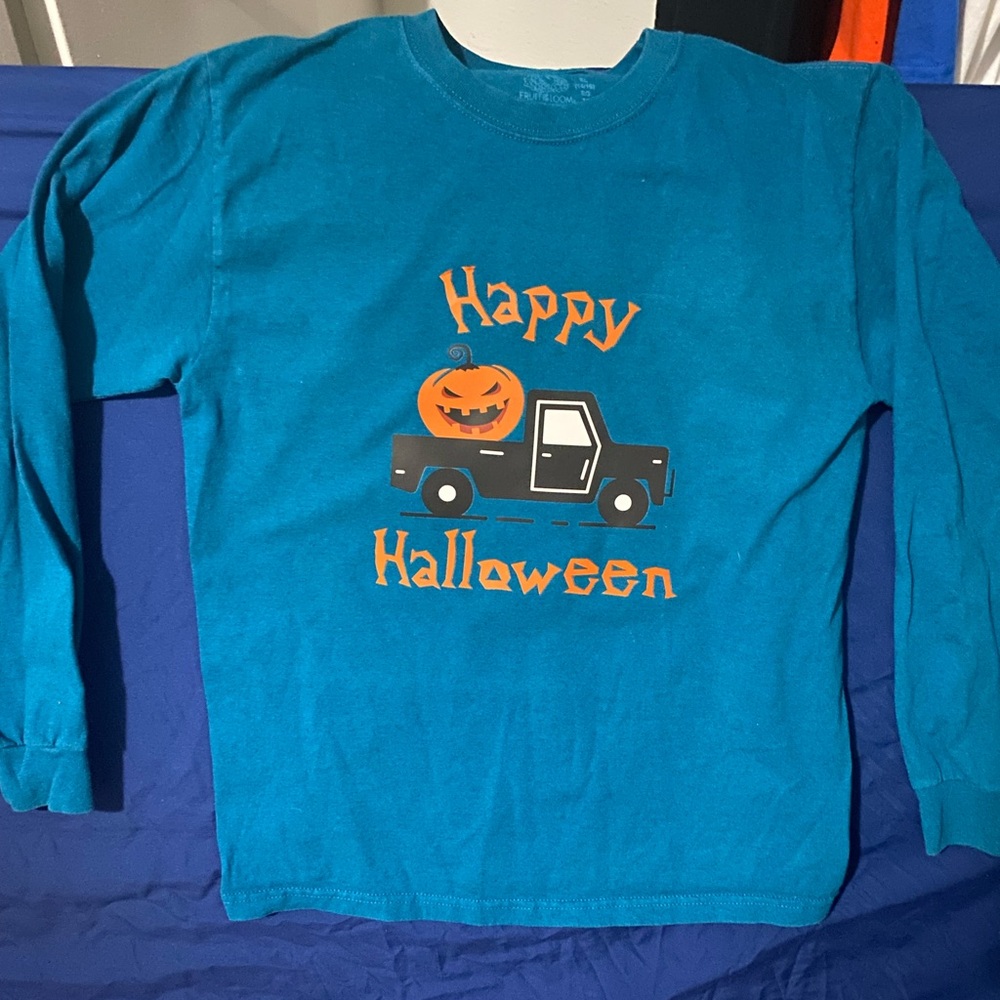 Teal Halloween Long Sleeve Shirt